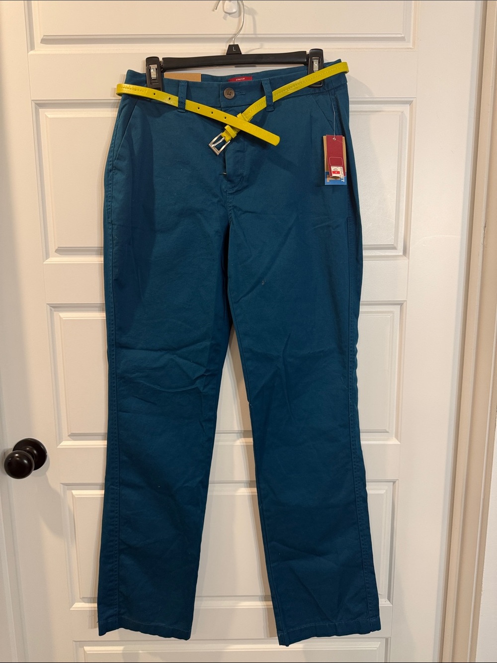 Vintage MERONA blue Dress Pants with lime belt Womens Size 4 NWT